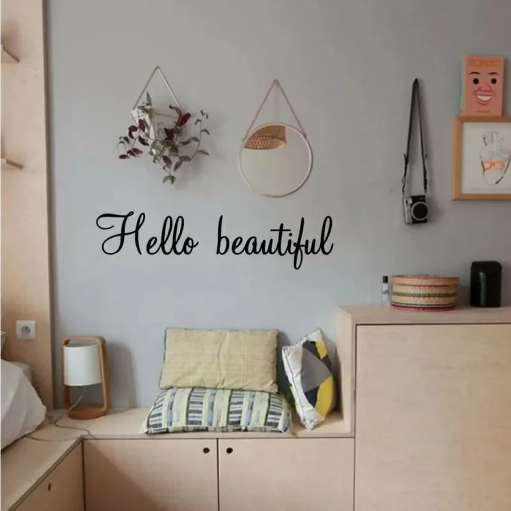 Aesthetic “HELLO BEAUTIFUL” wall sticker